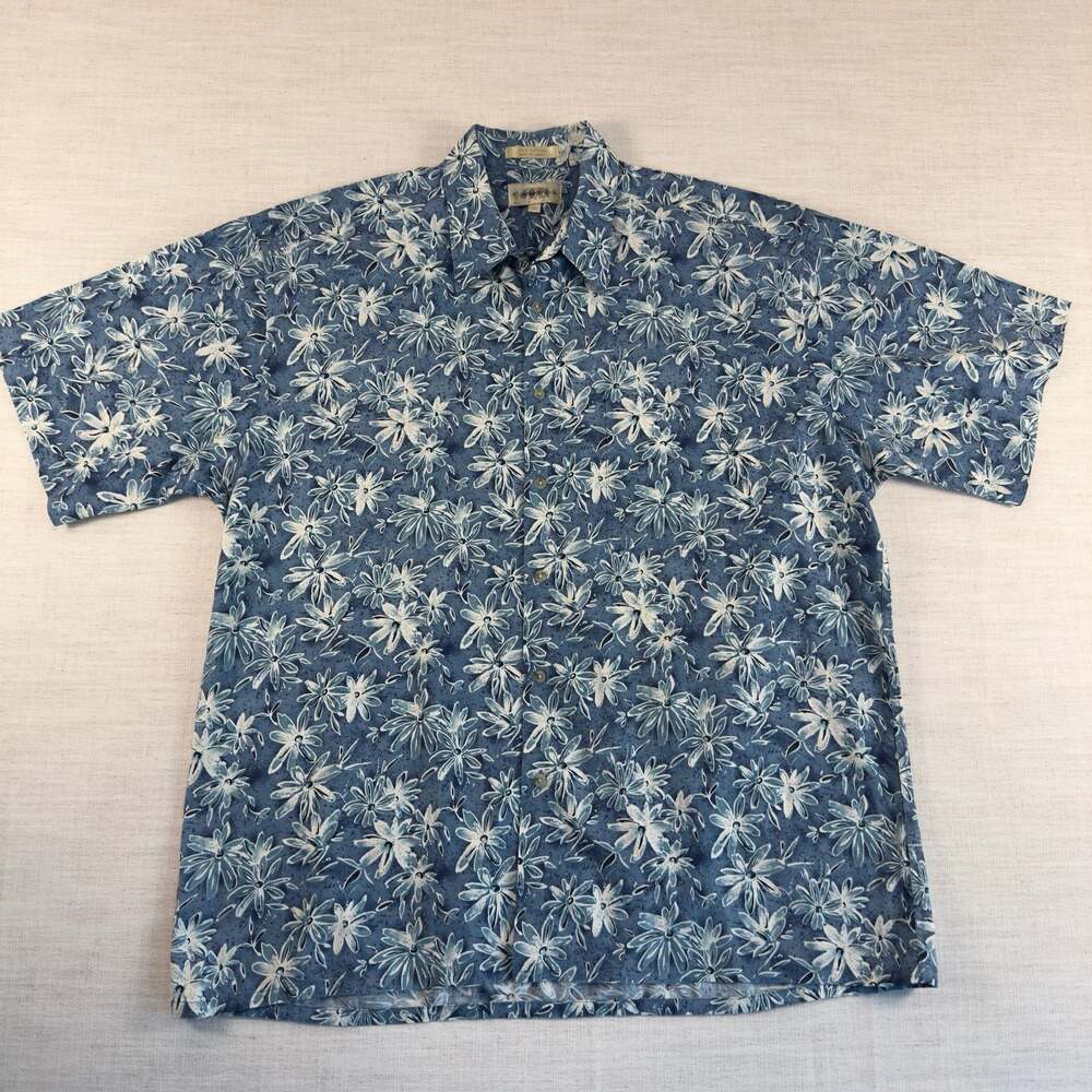 100% Cotton Campia Moda Floral Short Sleeve Button Down Shirt Size XL